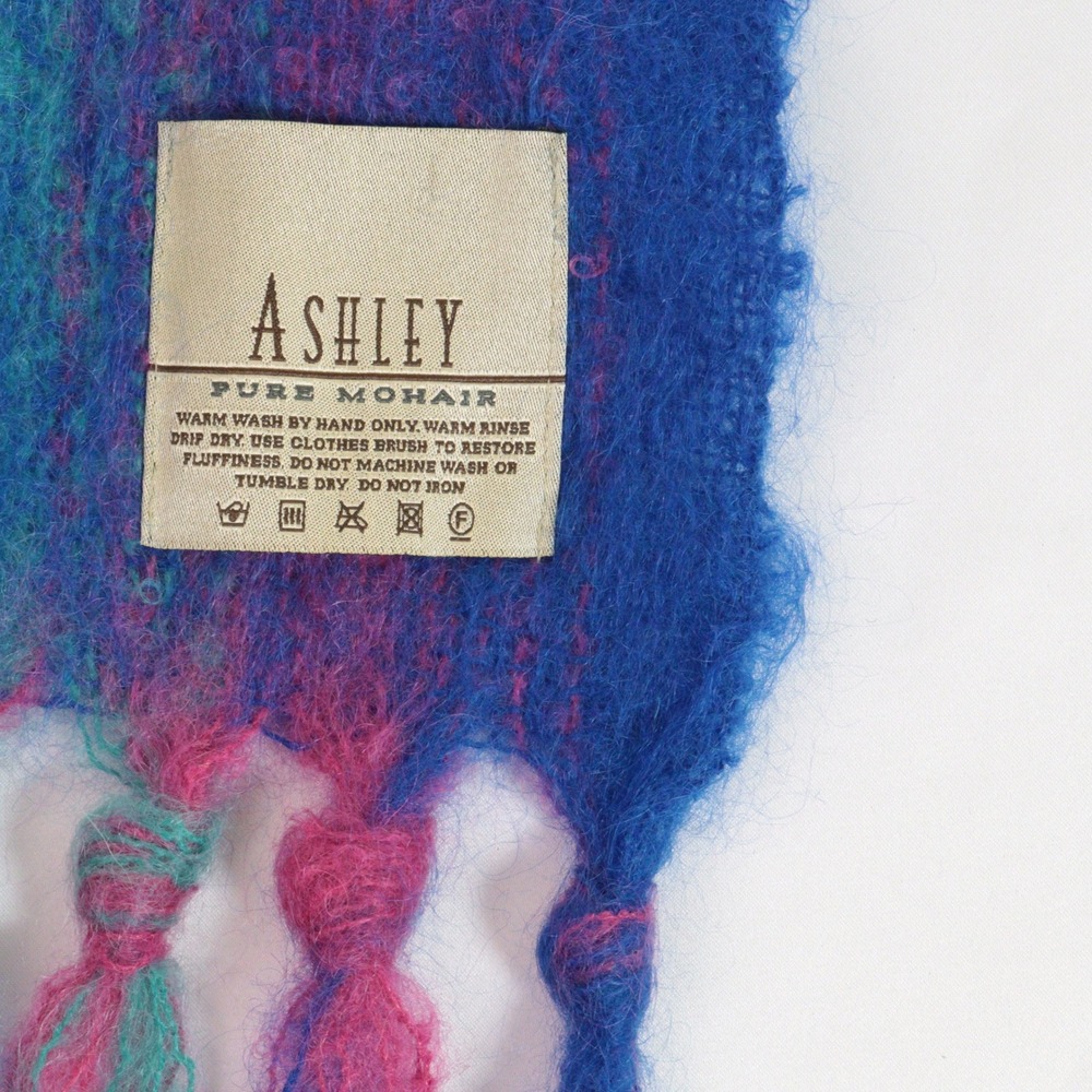 Ashley‎ Scarf Fuzzy Mohair Tassel Blue Mohair Women OS - Picture 3 of 8